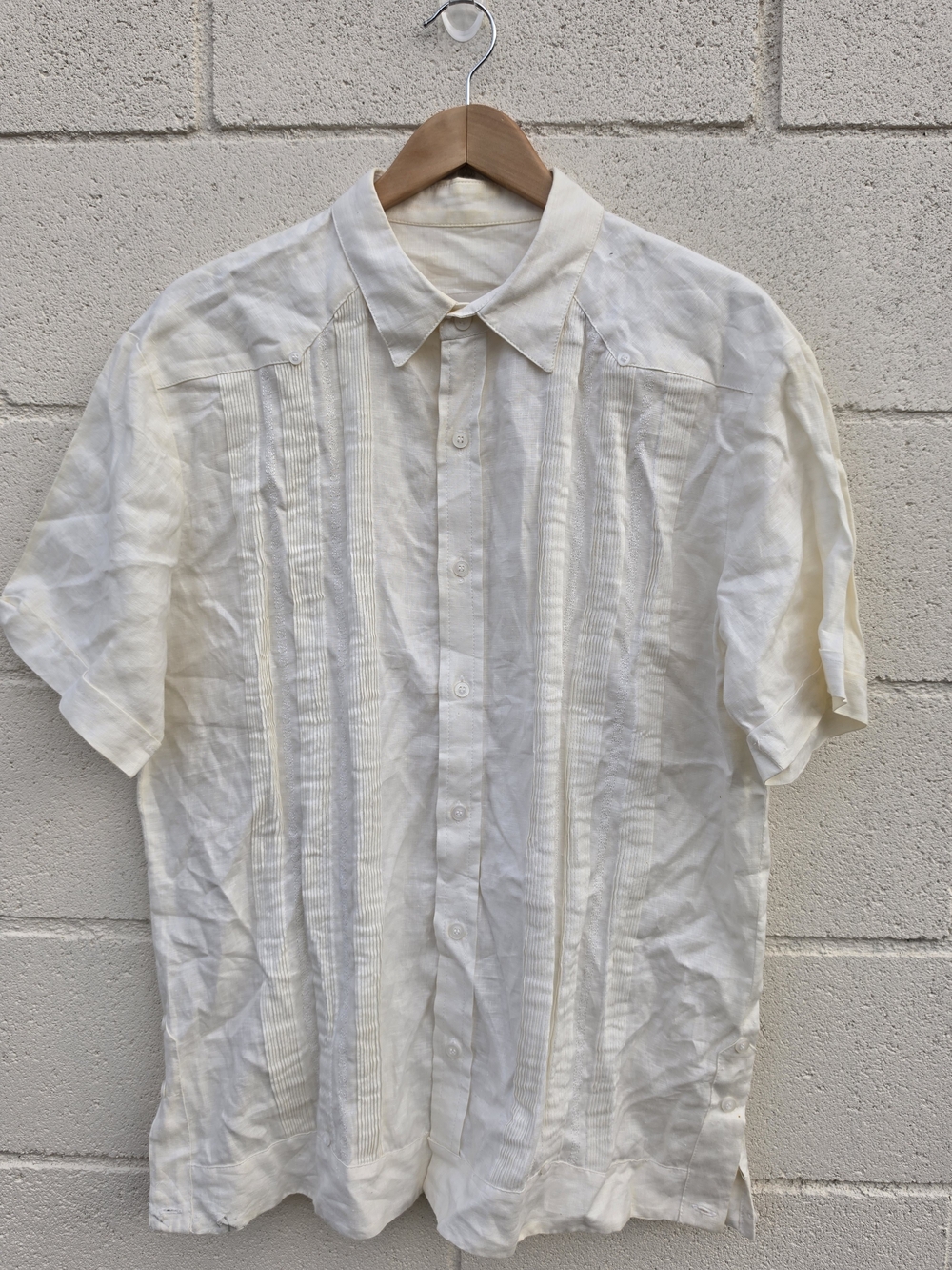 Classic Men's Short-Sleeve Linen Shirt in Cream